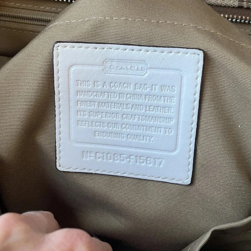 Coach Horse‎ and Carriage Signature Diaper Tote Bag Khaki White F15617